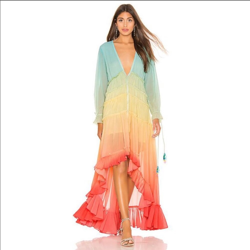 NWOT Vici Rainbow Gradient Maxi dress